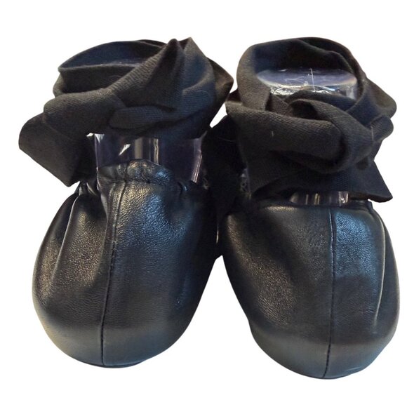 Free People Cece Wrap Ballet Flats Black Leather Ribbon Tie Size 11 - Picture 9 of 16